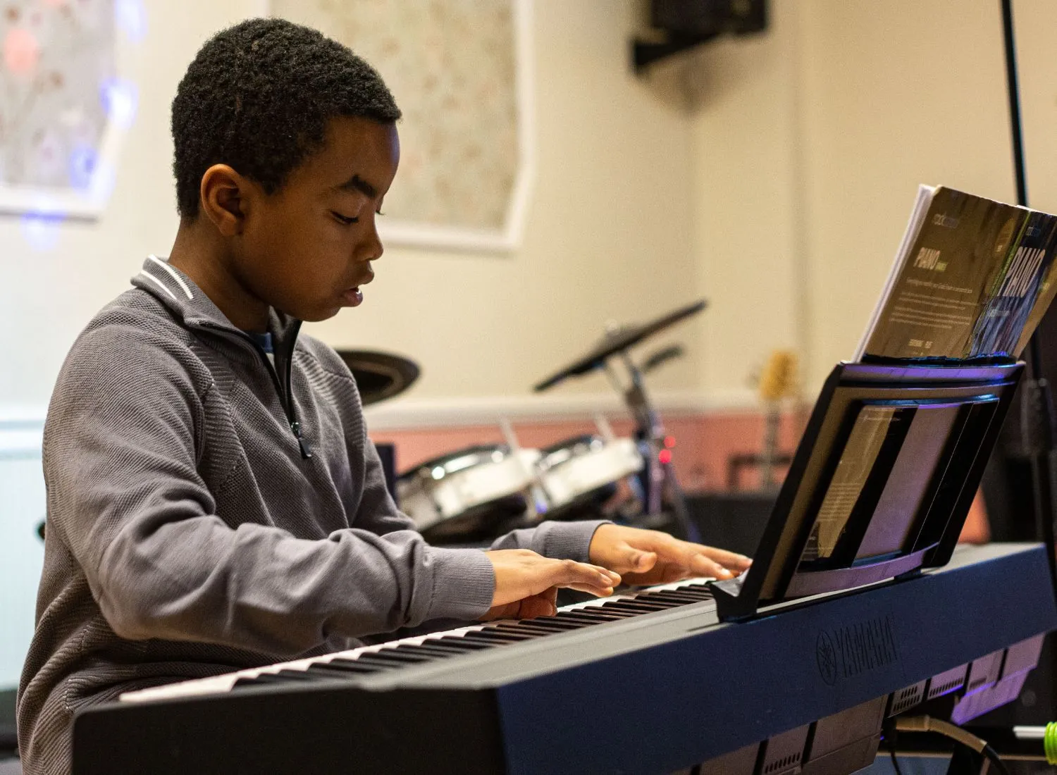 Pianist playing a piano